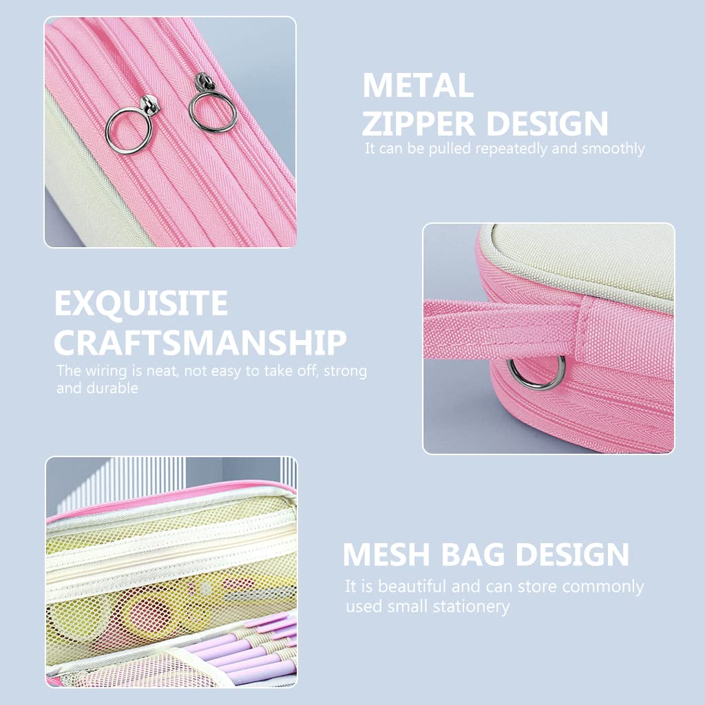 Climberty® Large Capacity Pencil Case, Foldable Design Canvas Pencil Pouch with Zipper Compartments & Handle, 3 Layers of Storage 3 Zippers, Aesthetic Pencil Case for Girls Adults Studen (Pink) Climberty® Large Capacity Pencil Case, Foldable Design Canvas Pencil Pouch with Zipper Compartments & Handle, 3 Layers of Storage 3 Zippers, Aesthetic Pencil Case for Girls Adults Studen (Pink)